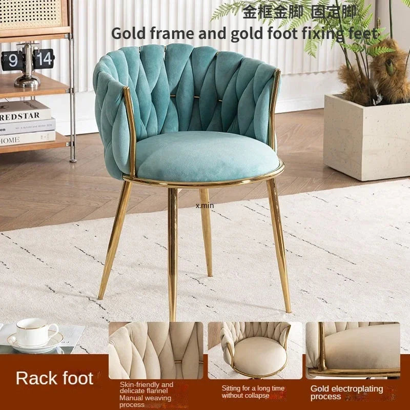 Tufted Velvet Vanity Chair with Gold Metal Frame