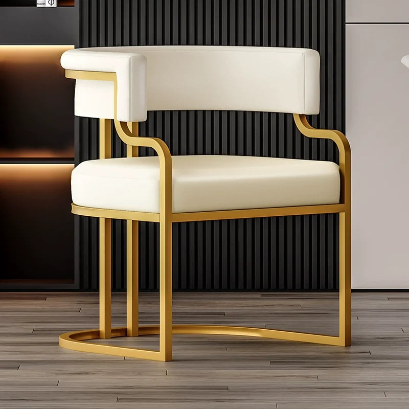 Modern Upholstered Dining Armchair with Gold Metal Frame