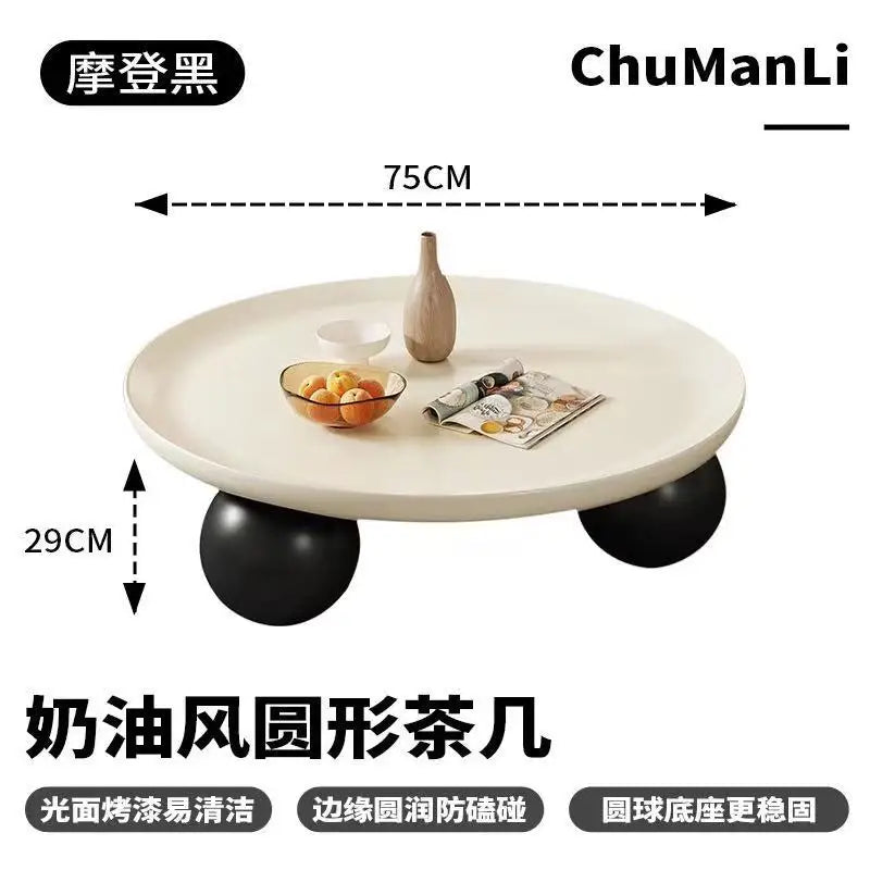 Home Creative Nordic Simple Modern Small House Sofa Round Table Round Cream Style Tea Table Living Room Coffee Table