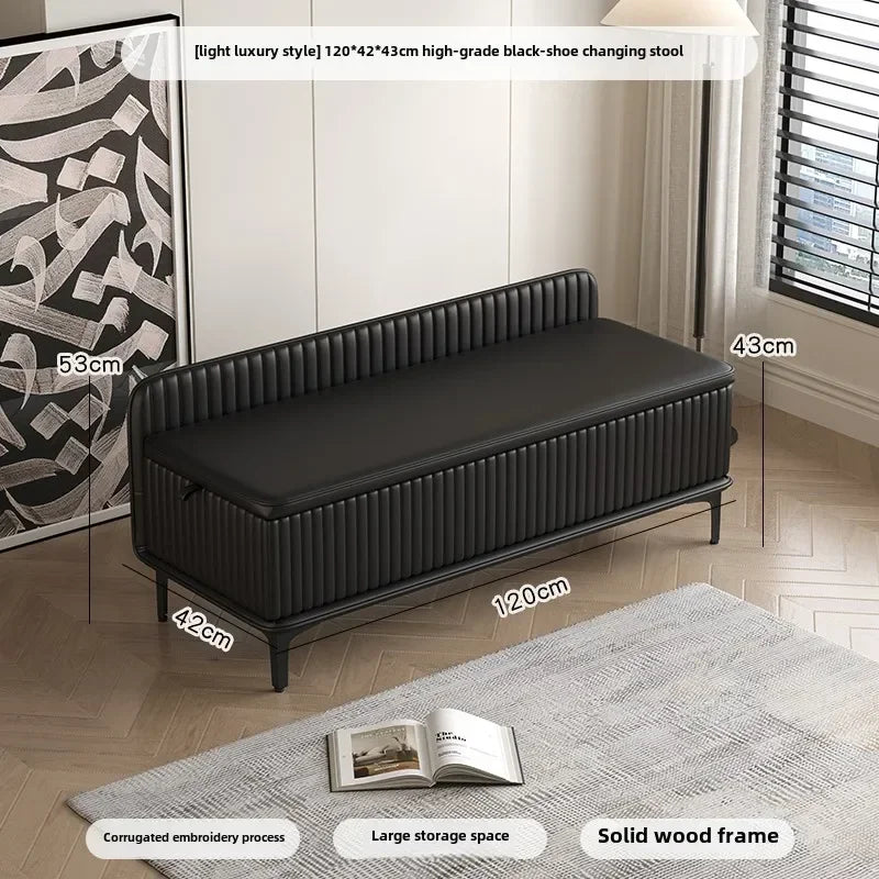 Modern Upholstered Storage Bench with Hidden Compartment
