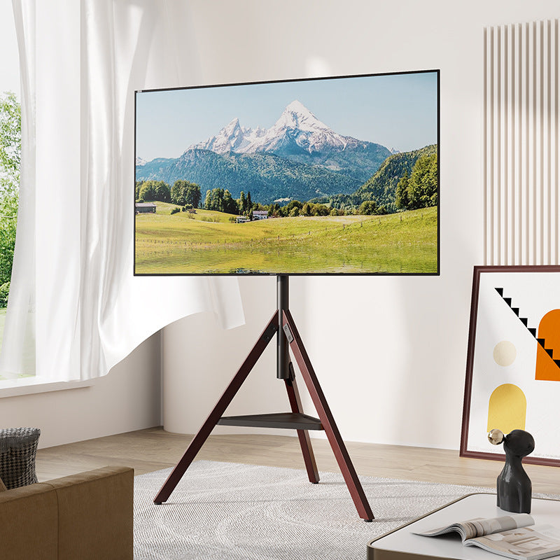 Mobile TV Floor Stand with Wheels, Height Adjustable Rotating TV Stand with Media Shelf