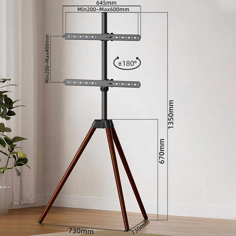 Mobile TV Floor Stand with Wheels, Height Adjustable Rotating TV Stand with Media Shelf