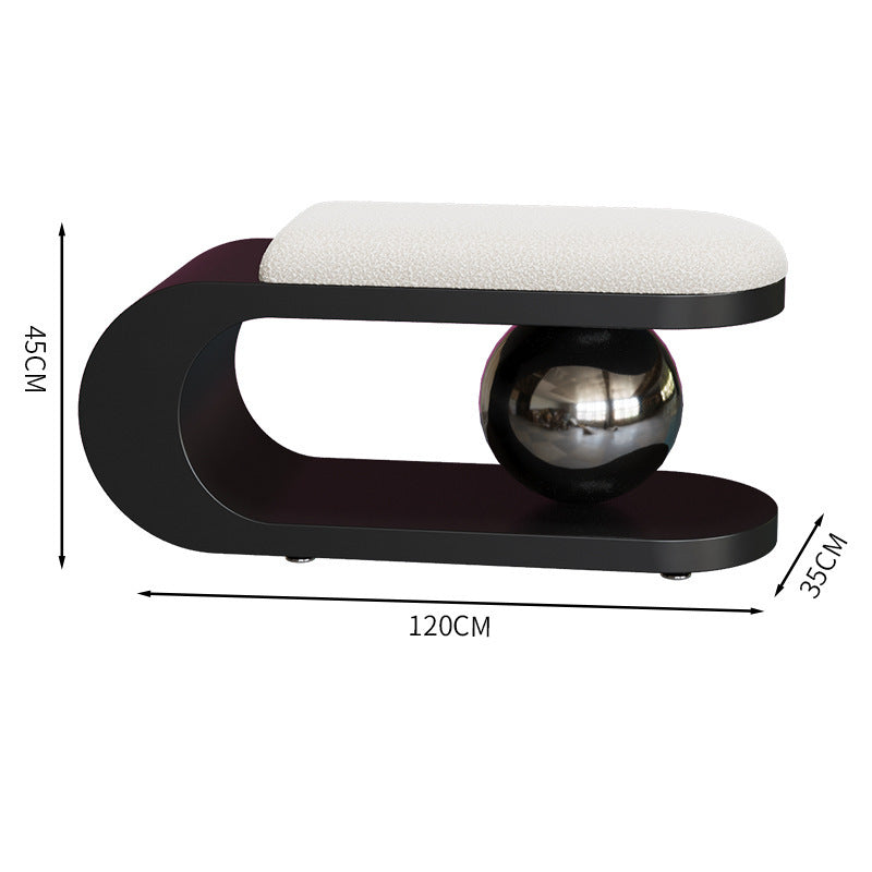 Modern Sculptural Upholstered Bench with Curved Frame
