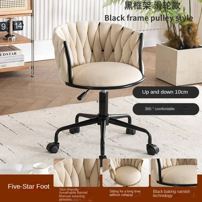 Tufted Velvet Vanity Chair with Gold Metal Frame