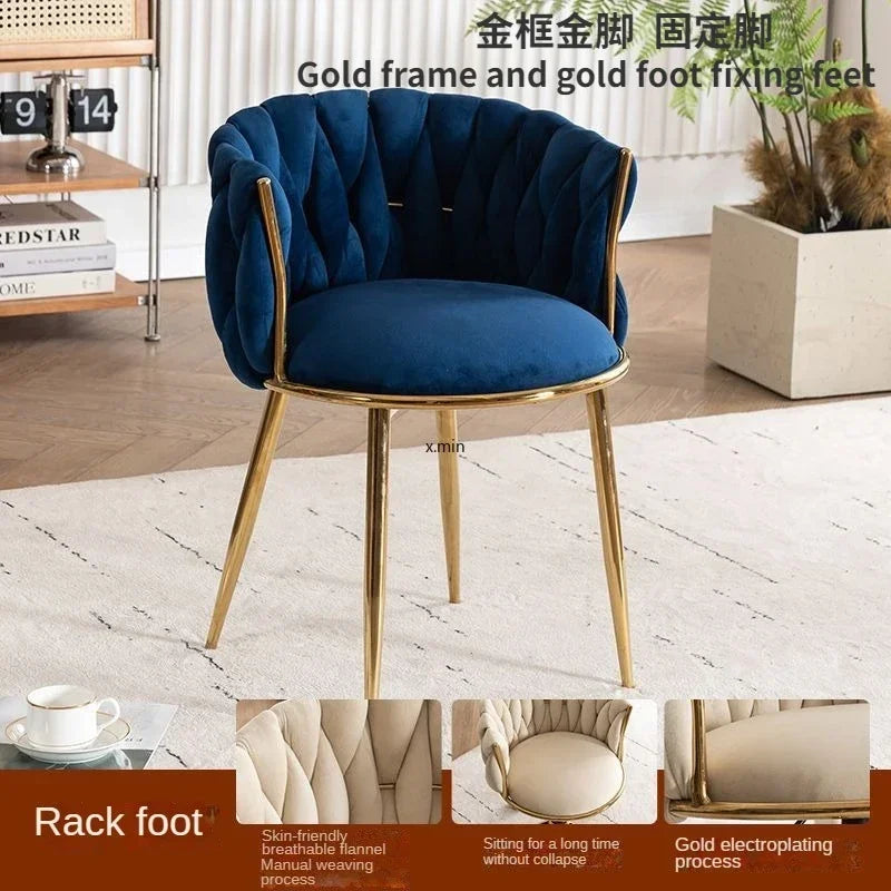 Tufted Velvet Vanity Chair with Gold Metal Frame