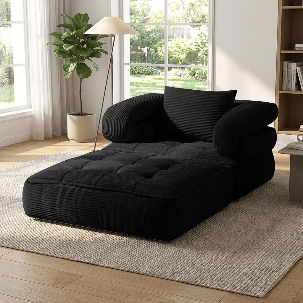 Convertible Corduroy Sleeper Chair – Foldable Floor Sofa Bed for Small Spaces