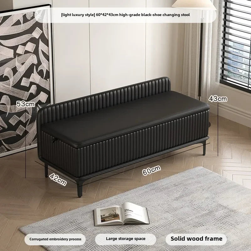 Modern Upholstered Storage Bench with Hidden Compartment