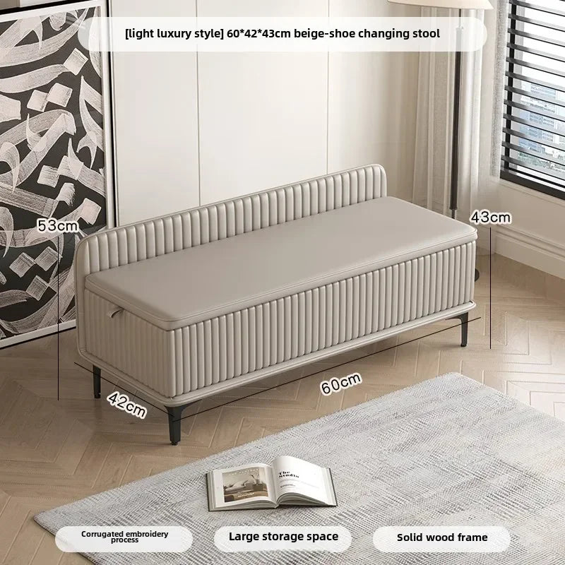 Modern Upholstered Storage Bench with Hidden Compartment