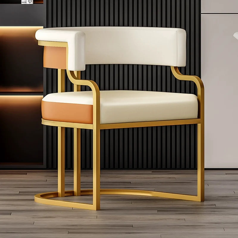 Modern Upholstered Dining Armchair with Gold Metal Frame
