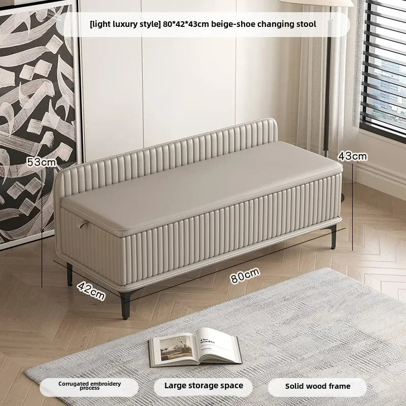Modern Upholstered Storage Bench with Hidden Compartment
