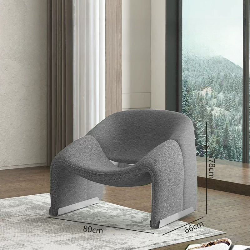 Modern Sculptural Lounge Chair with Curved Arms