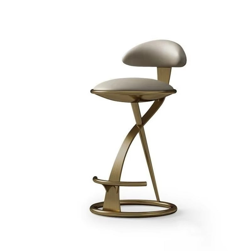 Modern Upholstered Bar Stool with Backrest & Stainless Steel Frame
