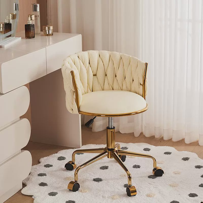 Tufted Velvet Vanity Chair with Gold Metal Frame
