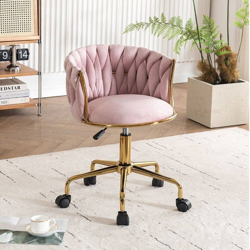 Tufted Velvet Vanity Chair with Gold Metal Frame