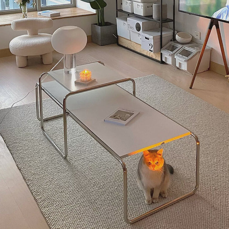 Modern Nesting Coffee Table Set with Stainless Steel Frame