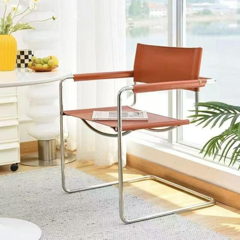 Modern Cantilever Sling Armchair with Chrome Metal Frame
