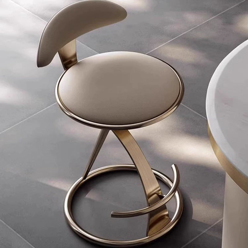 Modern Upholstered Bar Stool with Backrest & Stainless Steel Frame