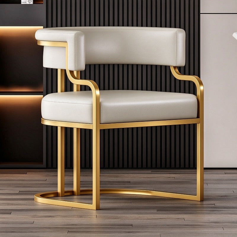Modern Upholstered Dining Armchair with Gold Metal Frame