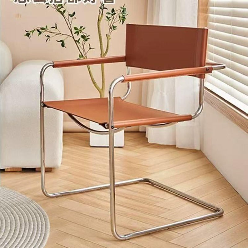 Modern Cantilever Sling Armchair with Chrome Metal Frame