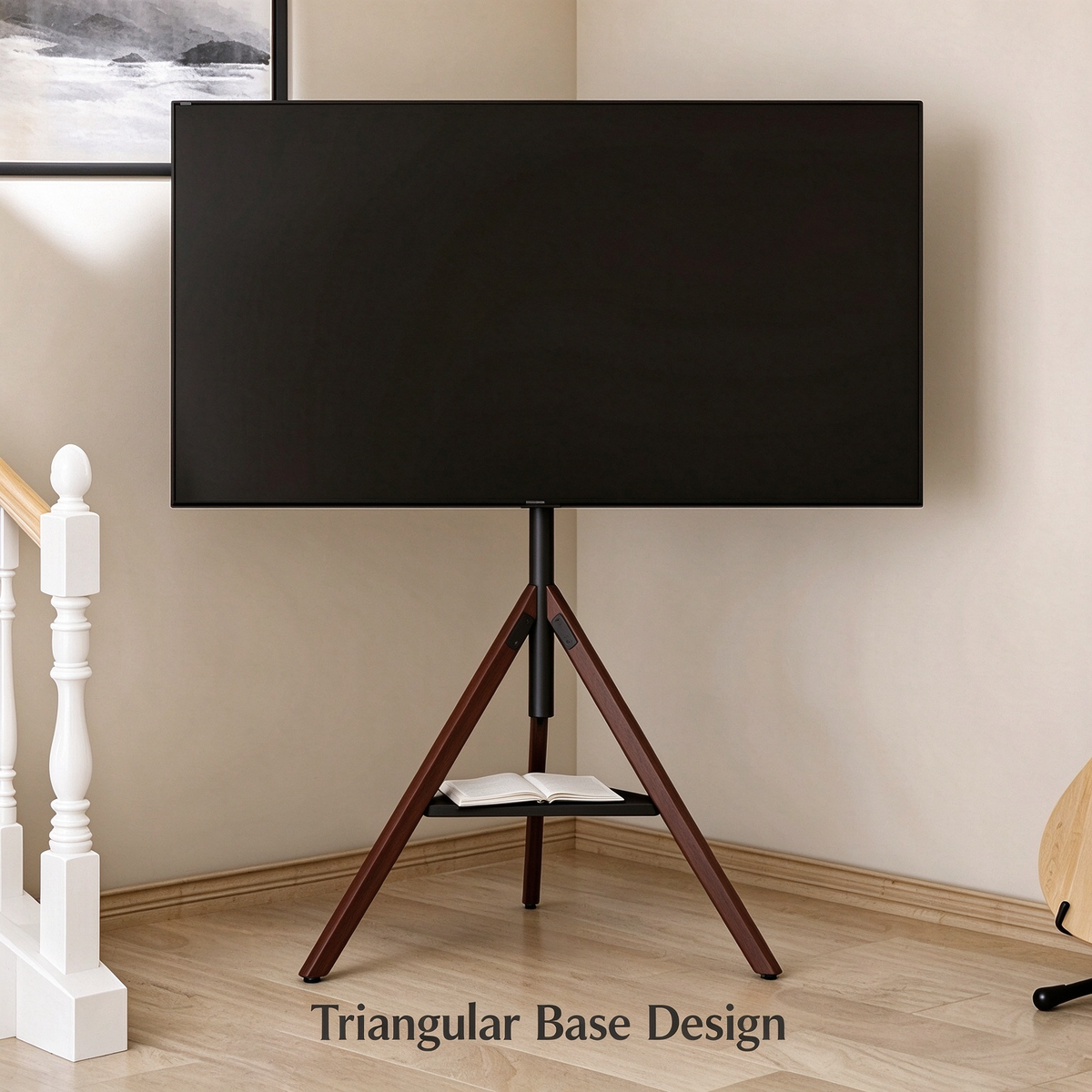 Mobile TV Floor Stand with Wheels, Height Adjustable Rotating TV Stand with Media Shelf