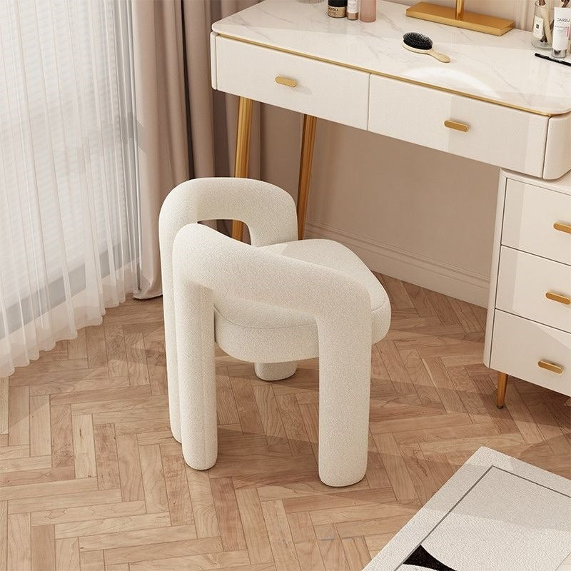 Modern Sculptural Sherpa Accent Chair with Padded Seat & Steel Frame