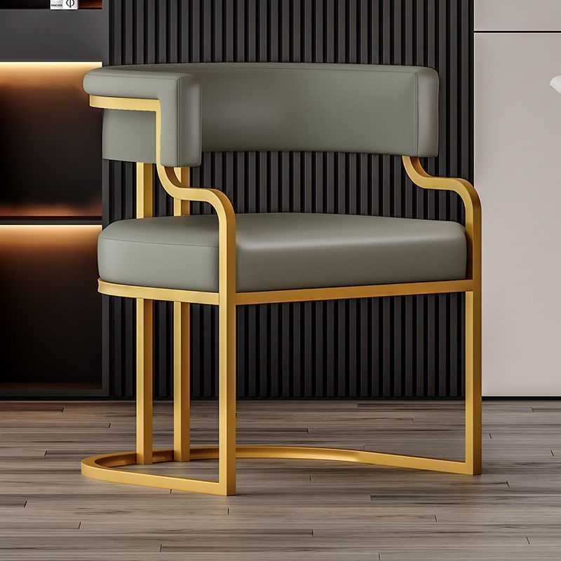 Modern Upholstered Dining Armchair with Gold Metal Frame