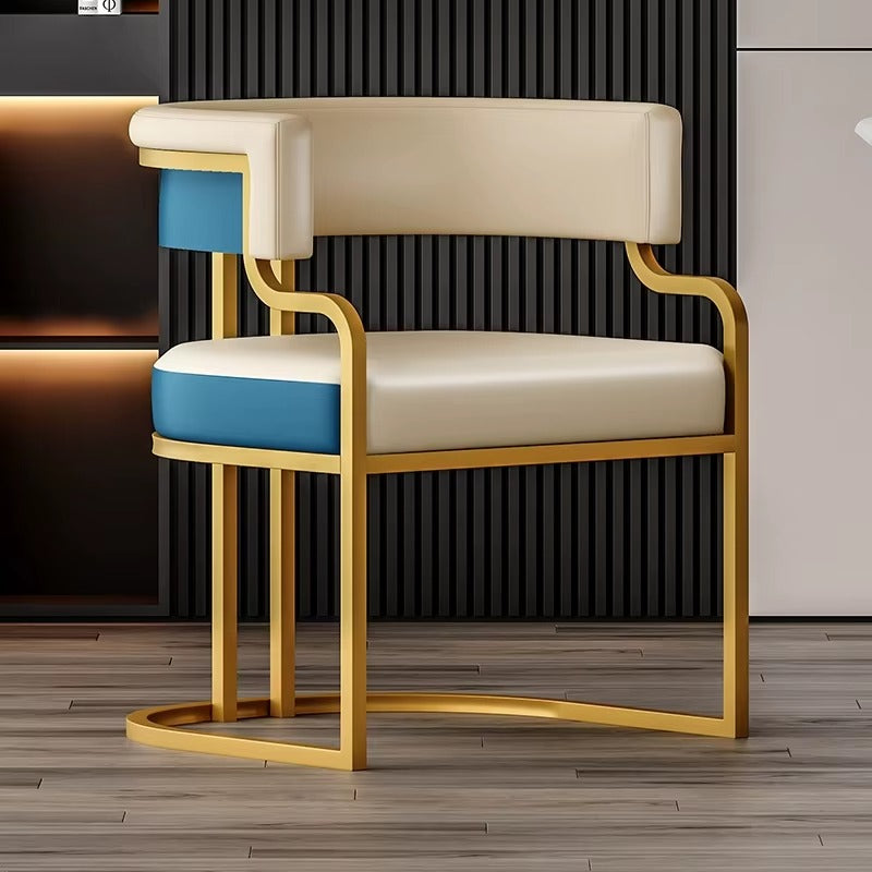 Modern Upholstered Dining Armchair with Gold Metal Frame