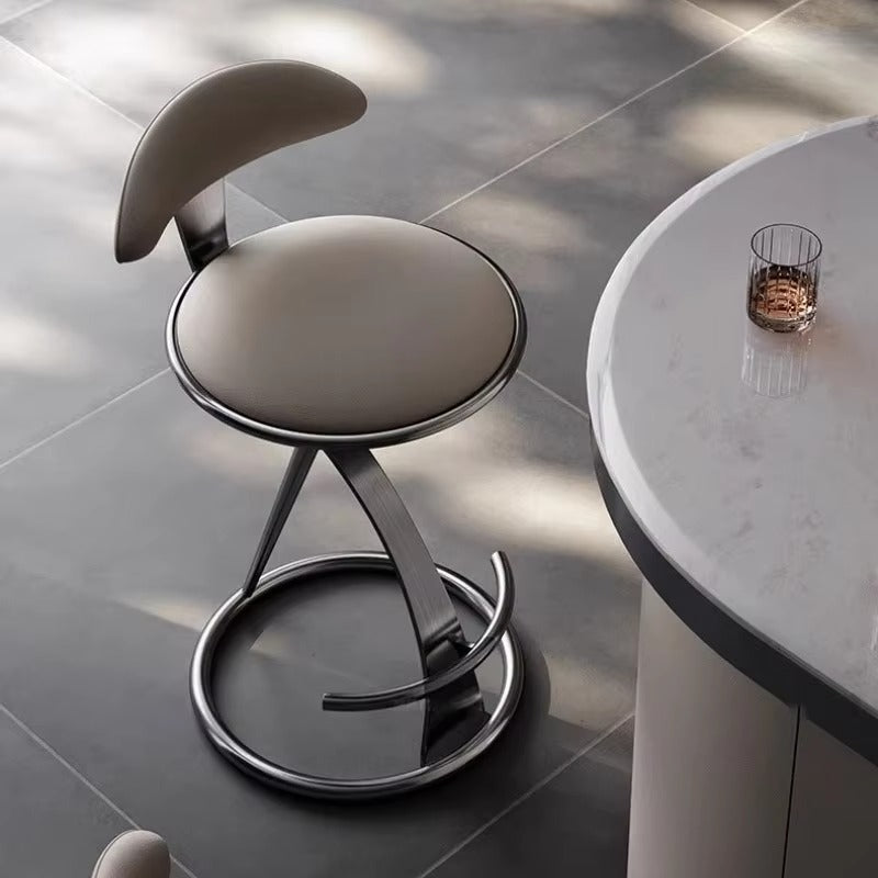 Modern Upholstered Bar Stool with Backrest & Stainless Steel Frame