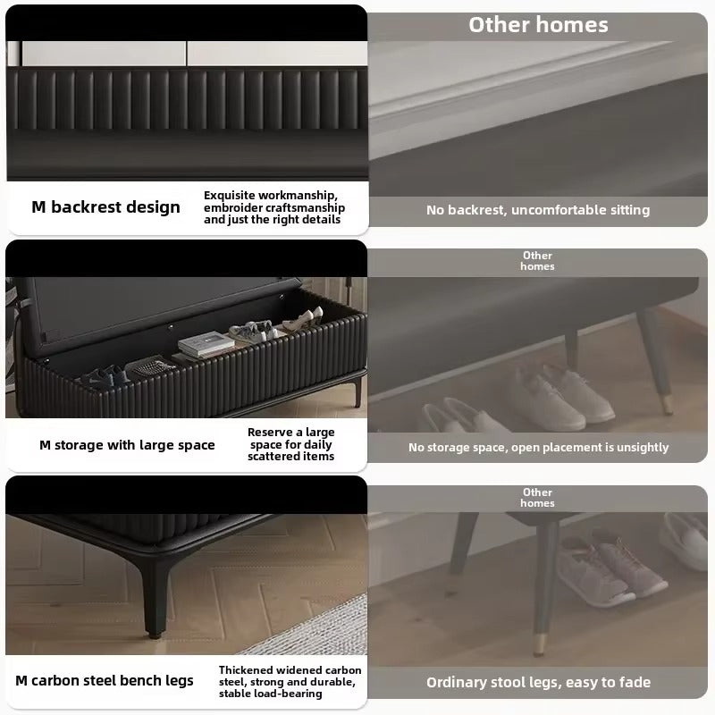 Modern Upholstered Storage Bench with Hidden Compartment