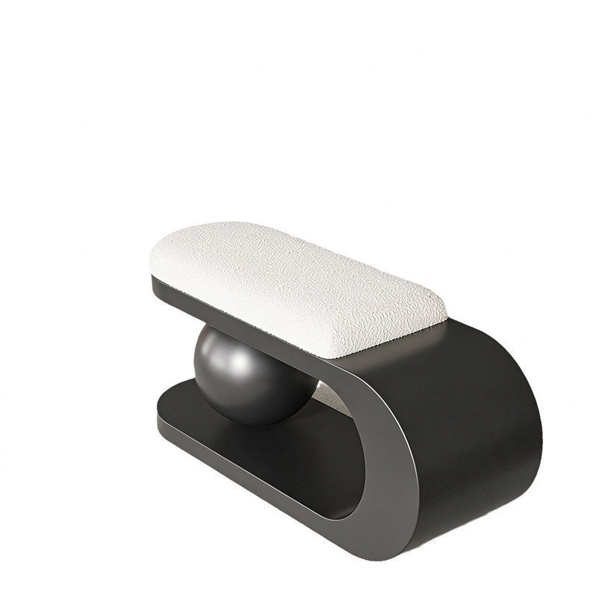 Modern Sculptural Upholstered Bench with Curved Frame