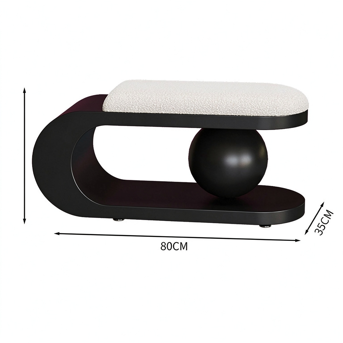Modern Sculptural Upholstered Bench with Curved Frame